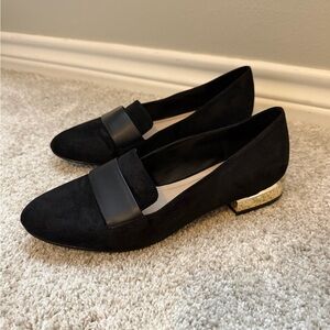 Aldo Black Flats with Gold Heel